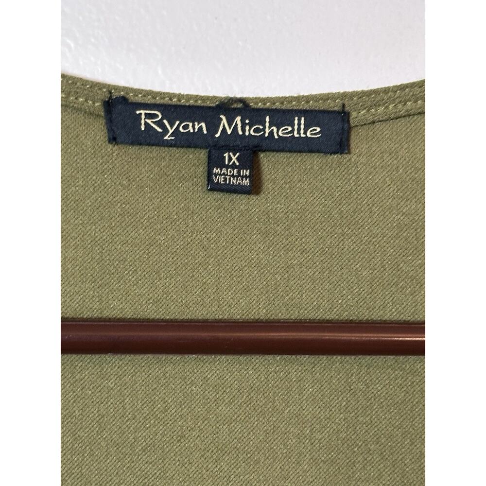 Ryan Michelle Womens Midi Dress Size1X Green Sleeveless Button Preppy NWT Ties - Picture 3 of 9